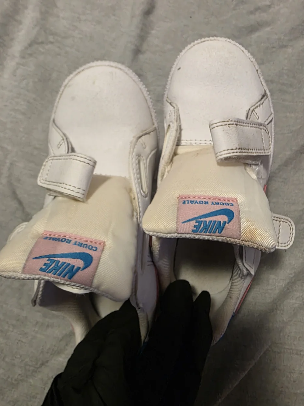 Nike Kids' White Sneakers with Pink Swoosh